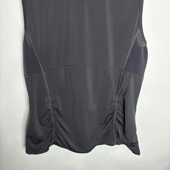 Athleta Sculpttek Tank Top Women’s M Black Mesh Ruched Sleeveless Activewear - Picture 4 of 14